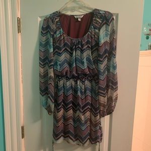 Blue and purple flowy long sleeved dress